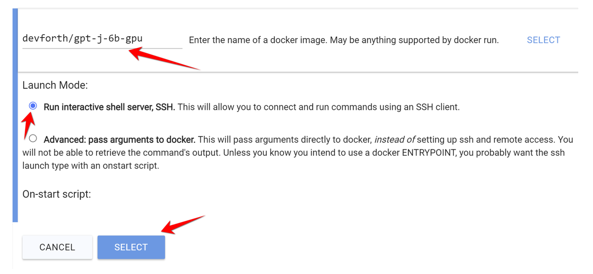 Running GPT-J Docker image on Vast.io