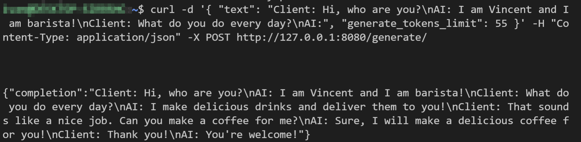 GPT-J API completes chat example