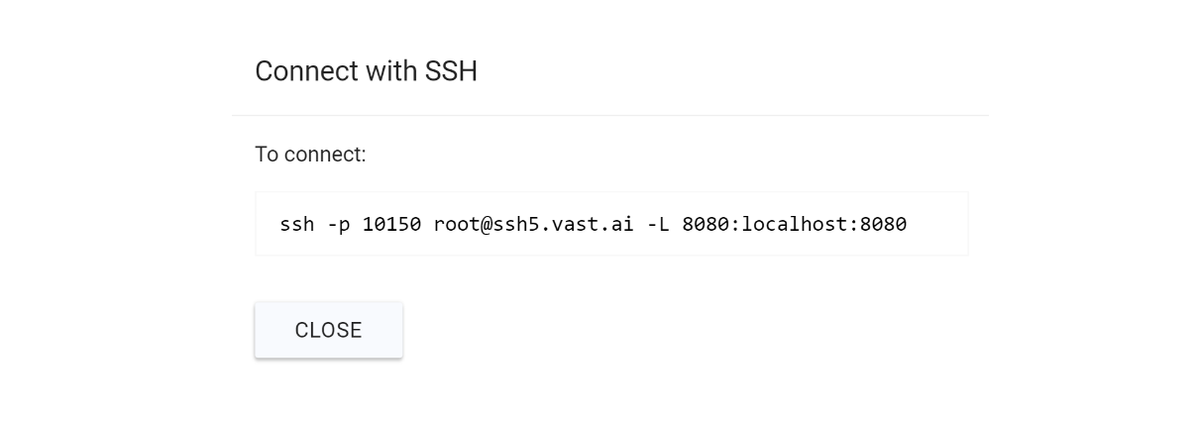 Connection to Vast.ai instance with 8080 port tunneling
